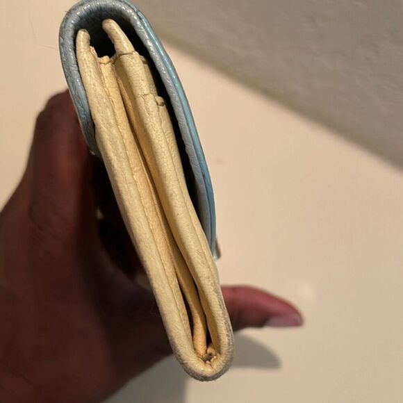 Chloe Calfskin Lily Continental Long Wallet Colorblock Blue Cream And Silver Bow - Picture 5 of 11